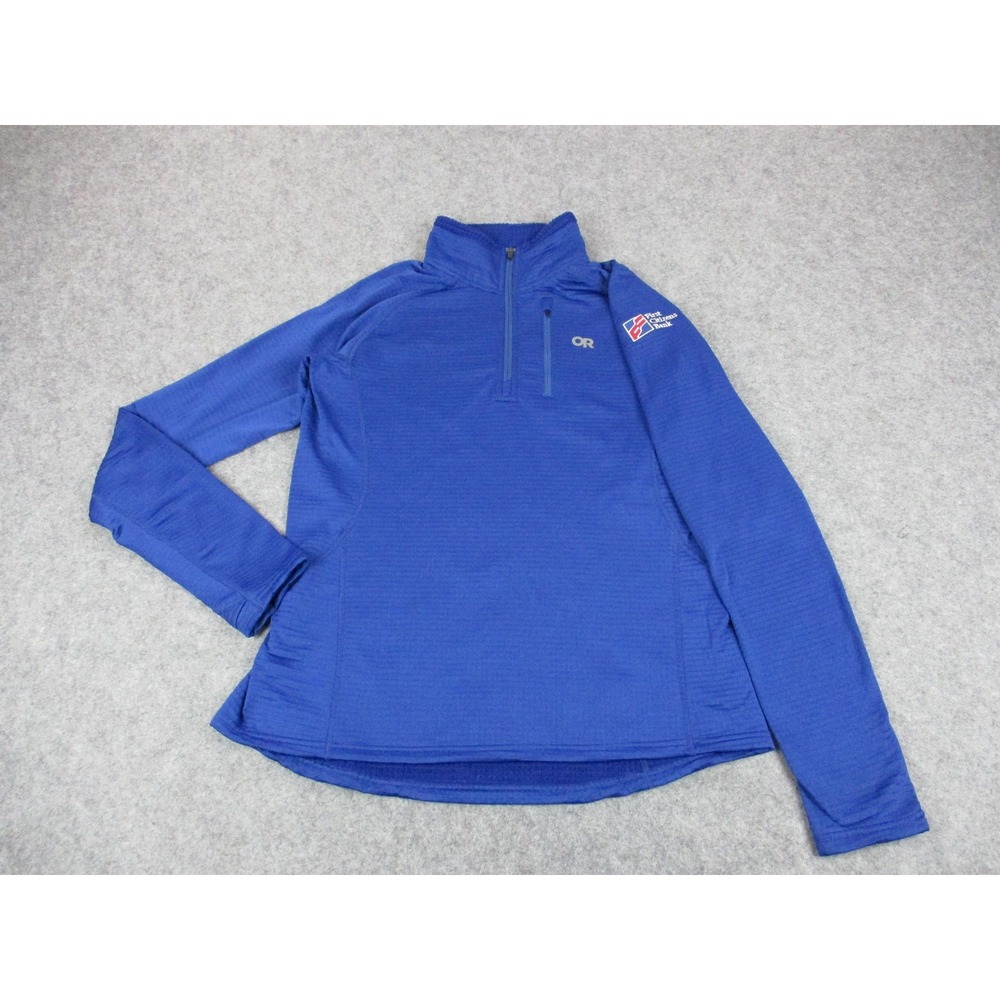 Outdoor Research Shirt Womens Large Blue Grid Fleece Quarter Zip Embroidery